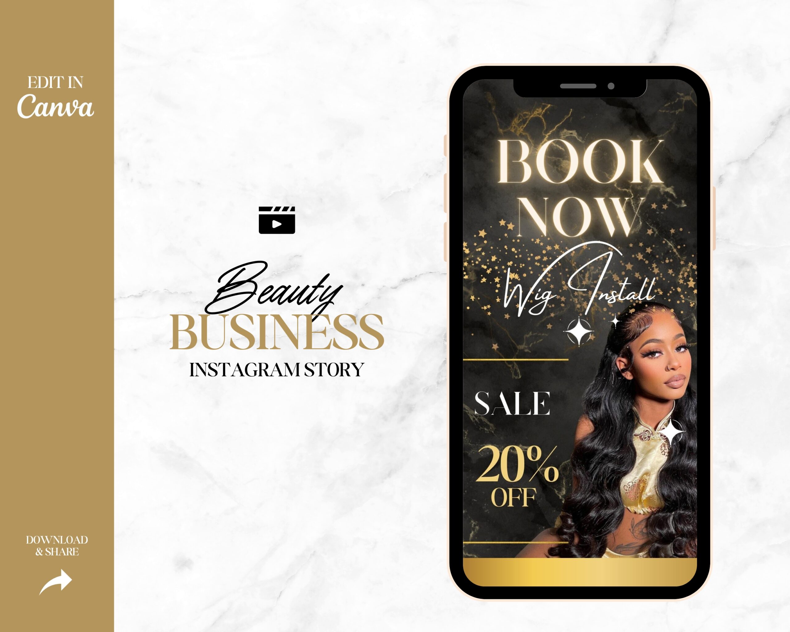 Gold and Black Beauty Business Instagram Story Promotional Video